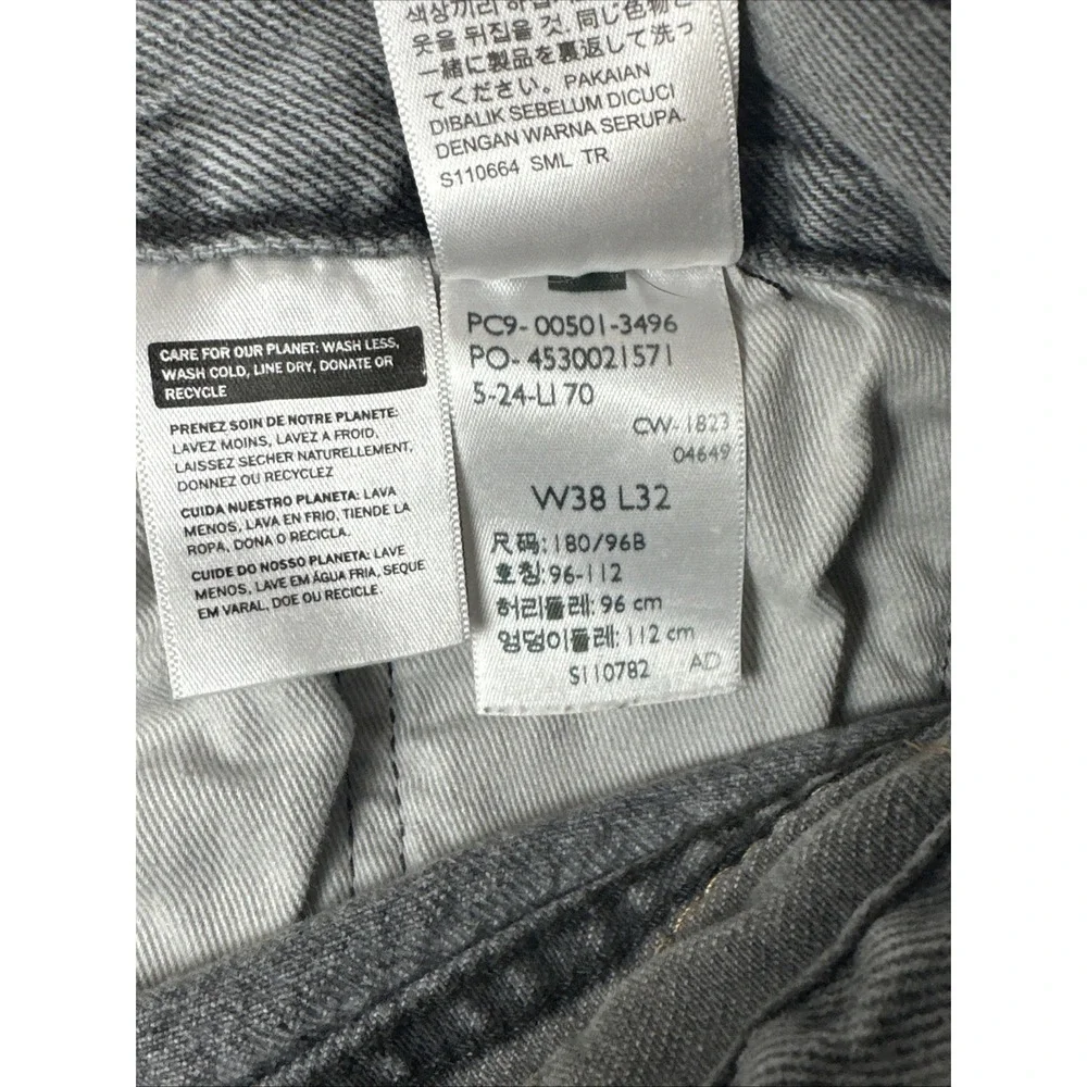 Levi's 501 Original Fit Jeans Men's 38x32 Grey Wash Button Fly